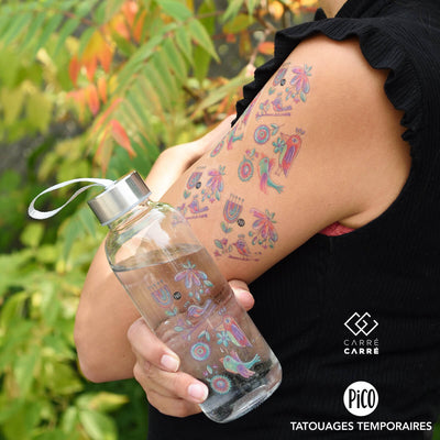 PiCO Tatoo, tatouages temporaires. Jolis oiseaux et fleurs.