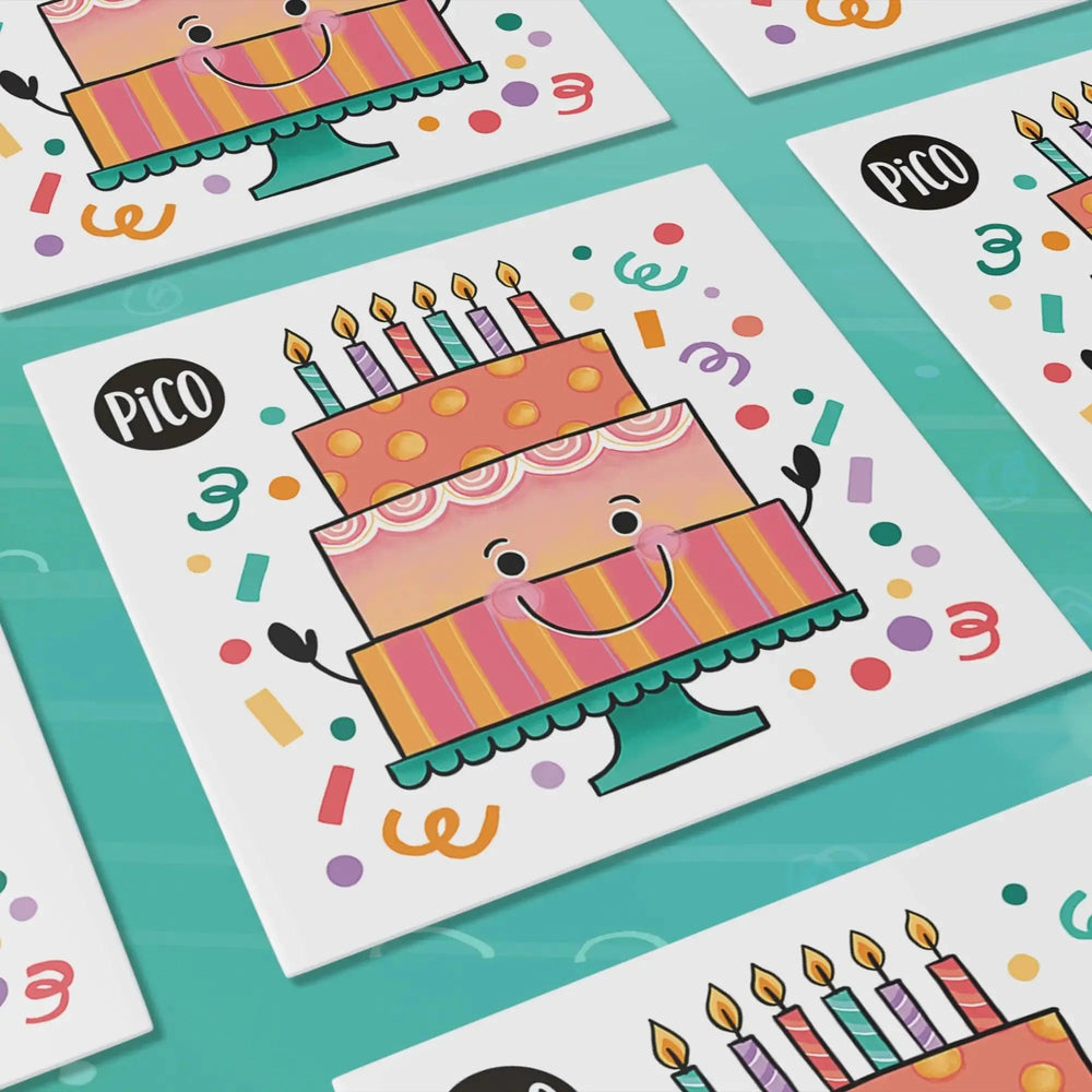 Tatouages temporaires en vrac Bonne fête par PiCO Tatouages temporaires. Design réalisé au Québec. / Bulk temporary tattoos Happy Birthday by PiCO Temporary Tattoos. Design made in Canada.