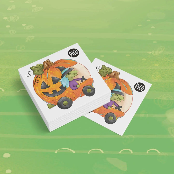 Tatouages temporaires en vrac Citrouille d'Halloween par PiCO Tatouages temporaires. Design réalisé au Québec. / Halloween pumpkin  Bulk temporary tattoos by PiCO Temporary Tattoos. Design made in Canada.