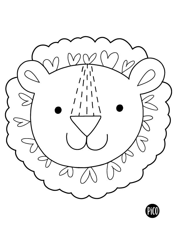 Free coloring page - Lion in love