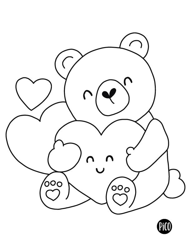 Free coloring page - The lovestruck teddy bear