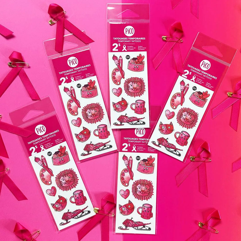 Tout en rose - Fondation cancer du sein du Québec Tatouages temporaires PiCO Tatoo