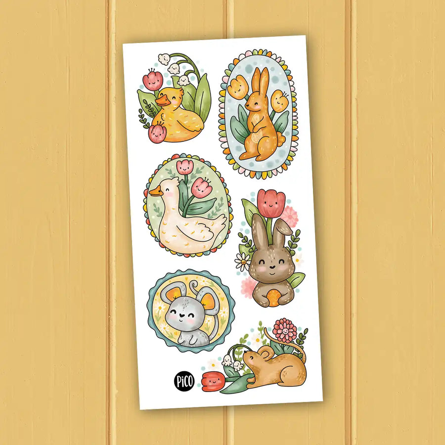 Tatouages temporaires d’oies avec lapines et petites souris