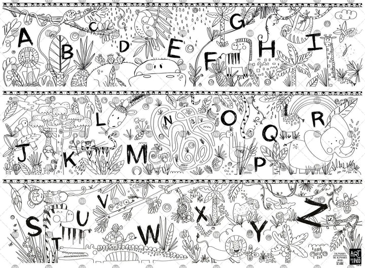 coloriage géant d'alphabet imprimé au québec par PiCO tatouages temporaires