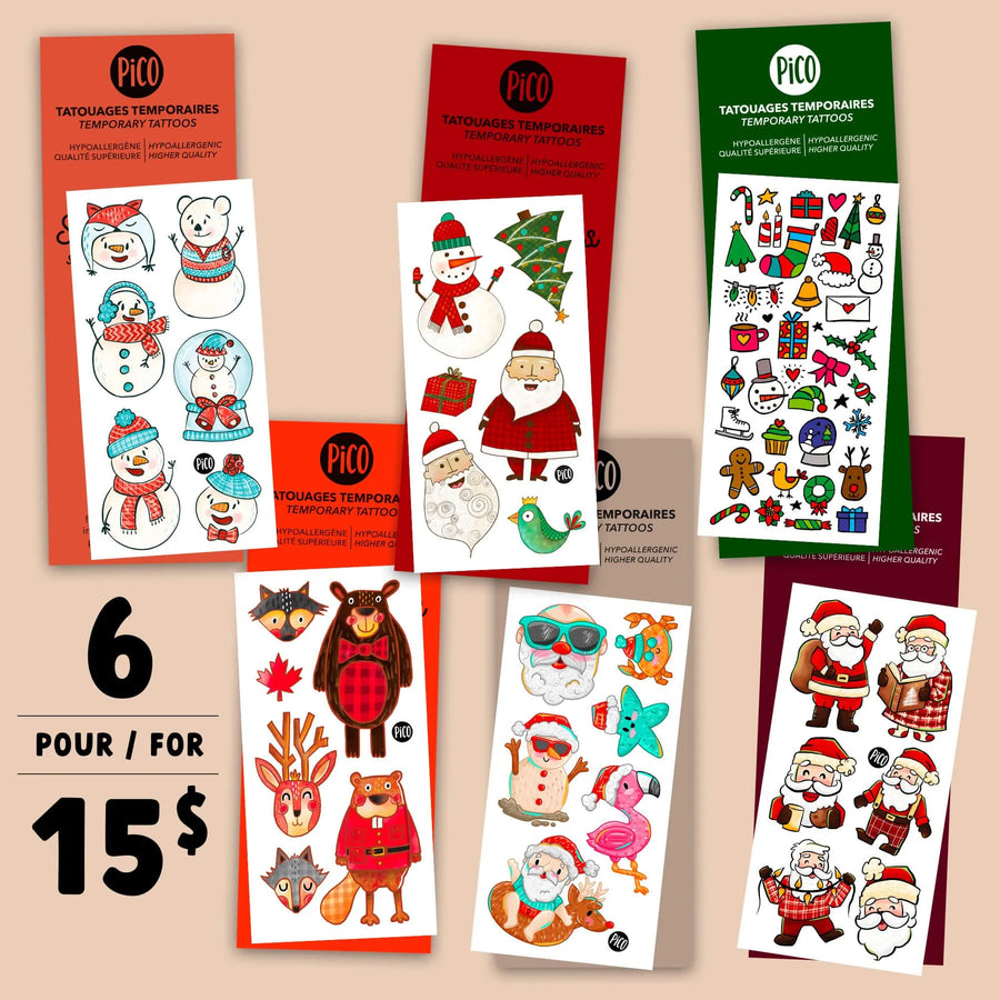 Promo de Noël - Ensemble de 6 tatouages hivernaux Tatouages temporaires PiCO Tatoo