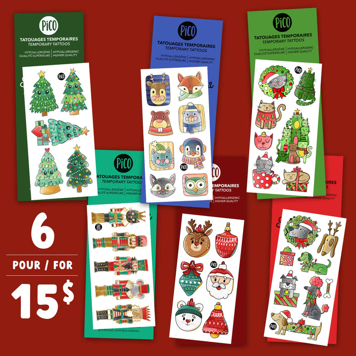 Holiday Sale - Set of 6 Christmas Tattoos