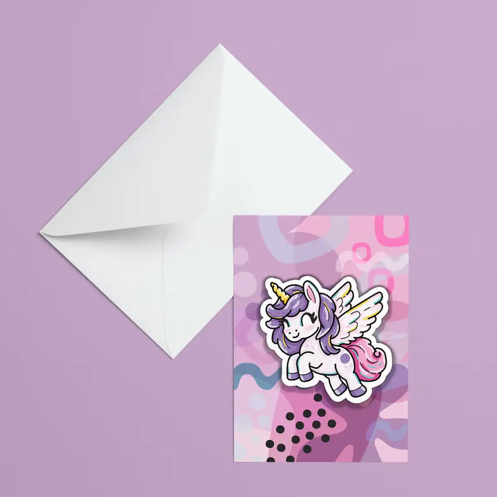 Carte de souhaits avec autocollant en vinyle de pouliche, texture florale aux tons doux, format 4,5 x 6,25 po

Greeting card with filly vinyl sticker, soft floral patterned texture, 4.5 x 6.25 in format