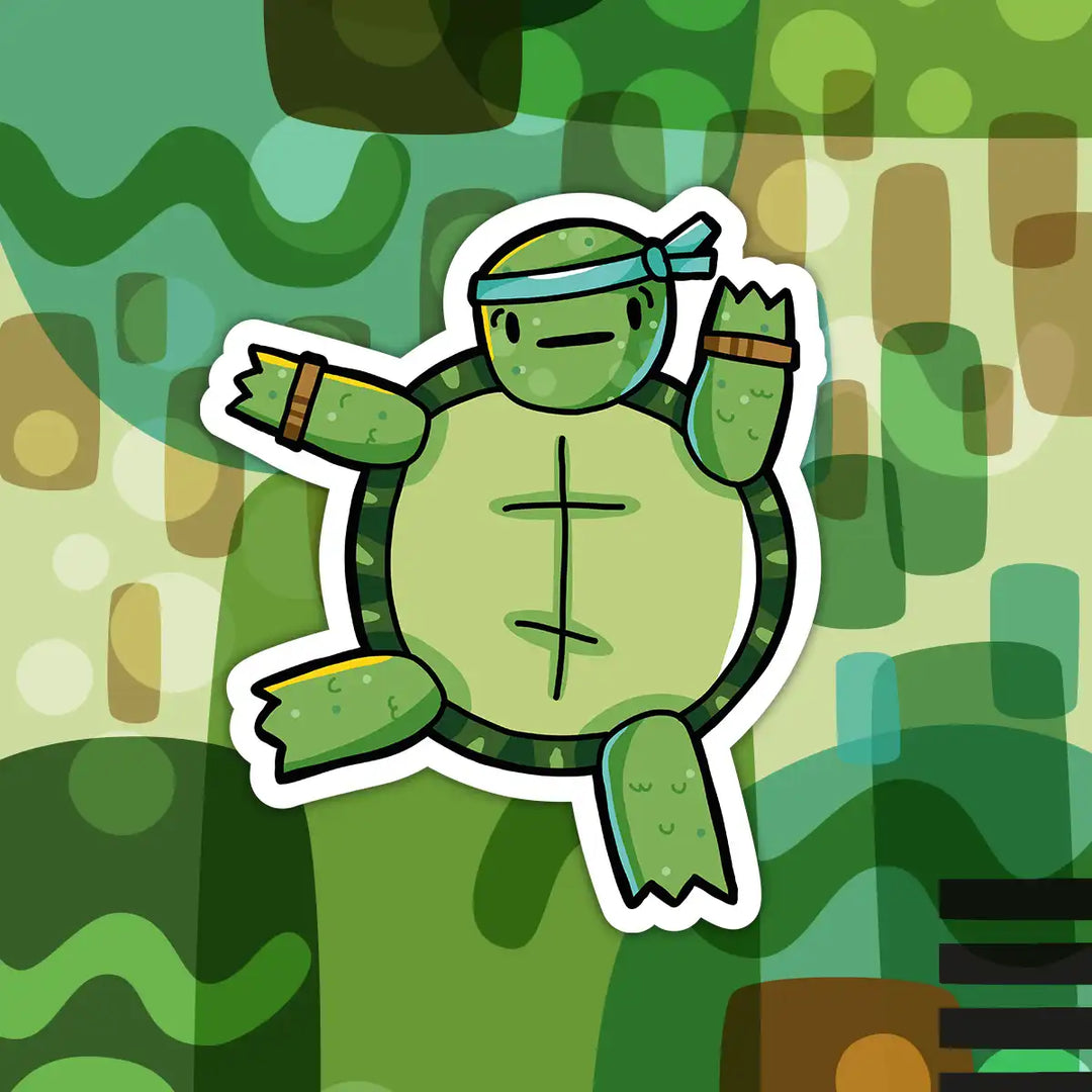 Autocollant en vinyle ninja stylisé pour enfant, coloré et résistant 

Stylized ninja vinyl sticker for kids, colorful and durable.