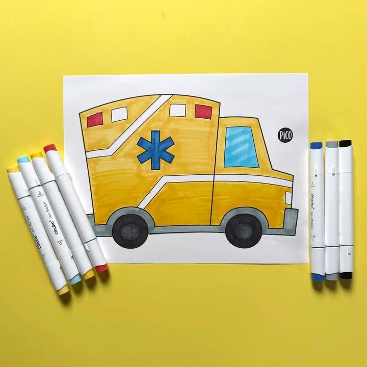 Coloriage gratuit Ambulance par PiCO