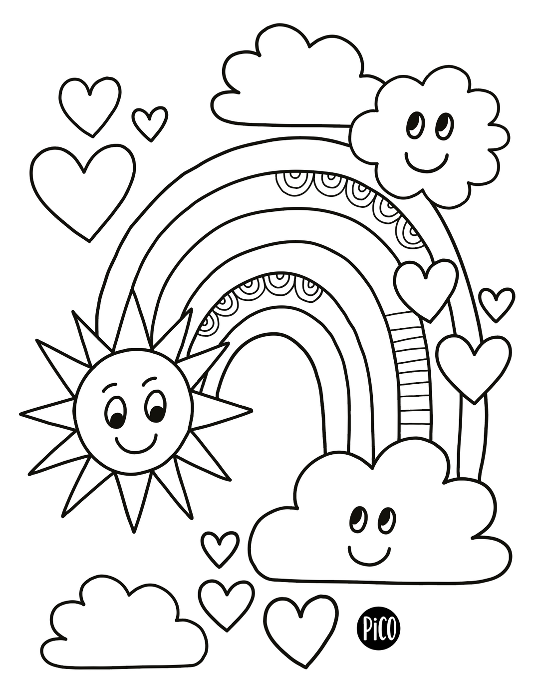 Coloriage gratuit - L'arc-en-ciel coloré Coloriage PiCO Tatoo