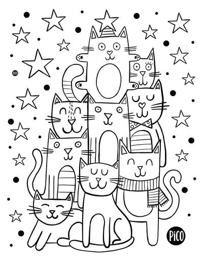 Coloriage à imprimer gratuit PDF - Le chatpin de Noël