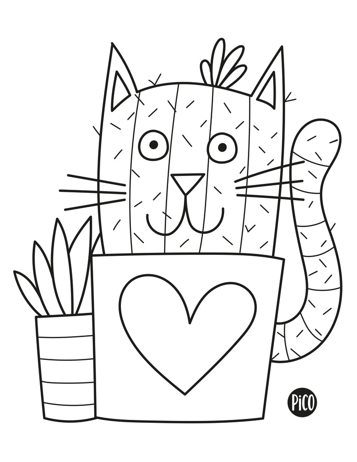 Free coloring page - Cactus cat