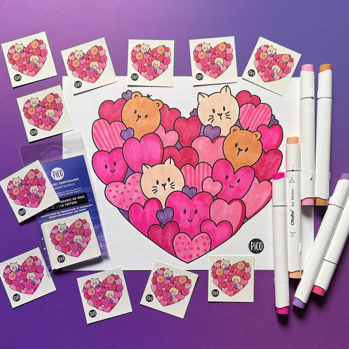 Free coloring page - Hearts in hearts
