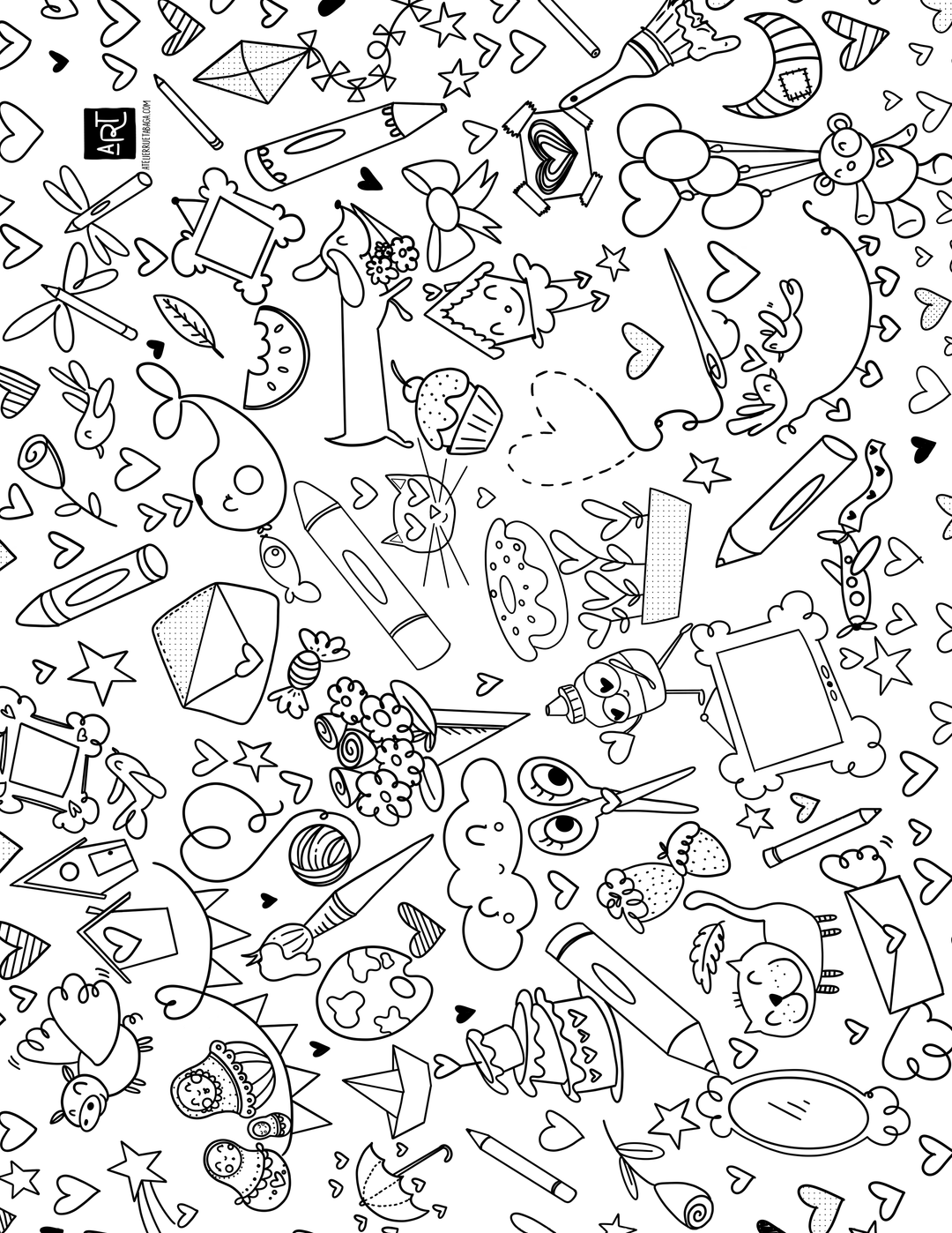 Free coloring page - Valentine's Day Doodles