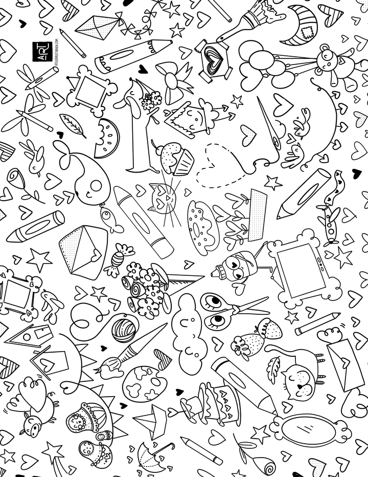 Free coloring page - Valentine's Day Doodles