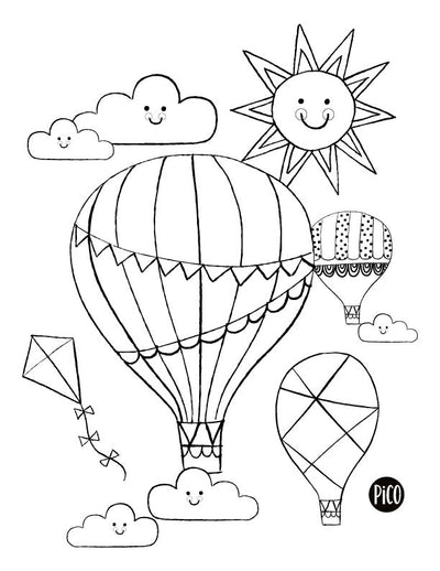 Coloriage à imprimer gratuit PDF - Les montgolfières