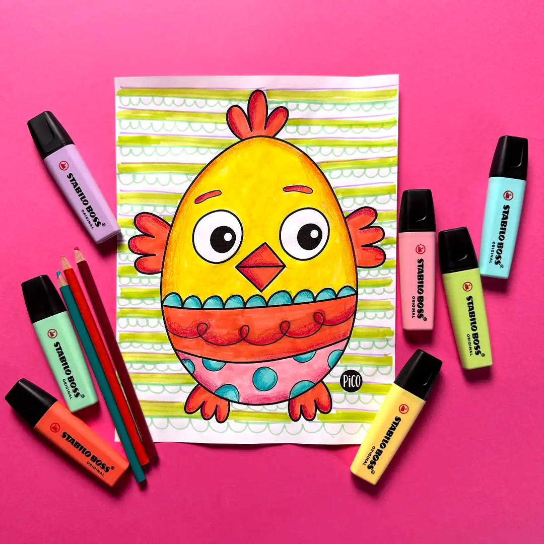 Coloriage gratuit d'un Oeuf en forme de poussin par PiCO