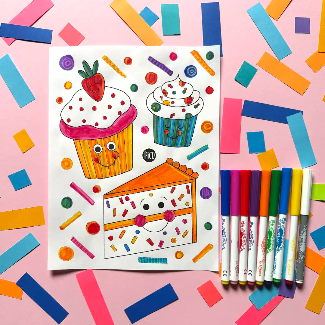 Petits gâteaux à colorier, télécharger gratuit, par PiCO