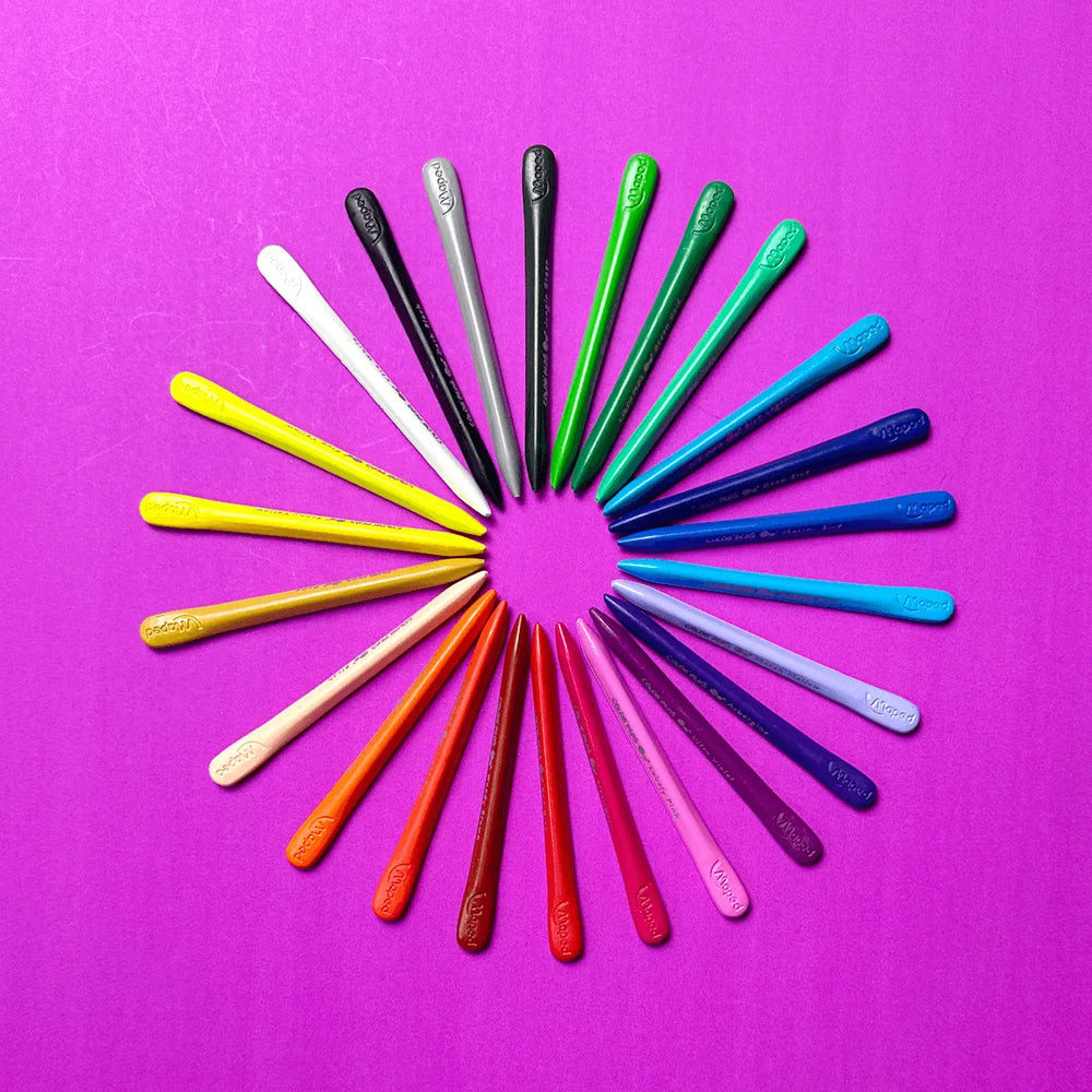 crayon de plastiques sans aiguisage pour les enfants de tout age avec bout pointu ou large pour plus de texture fait par maped vendu par pico tatoo / plastic pencil without sharpening for children of all ages with pointed or wide tip for more texture made by maped sold by pico tatoo