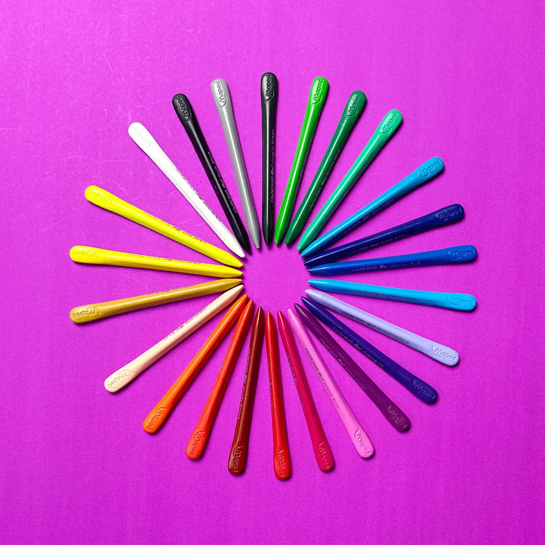 crayon de plastiques sans aiguisage pour les enfants de tout age avec bout pointu ou large pour plus de texture fait par maped vendu par pico tatoo / plastic pencil without sharpening for children of all ages with pointed or wide tip for more texture made by maped sold by pico tatoo