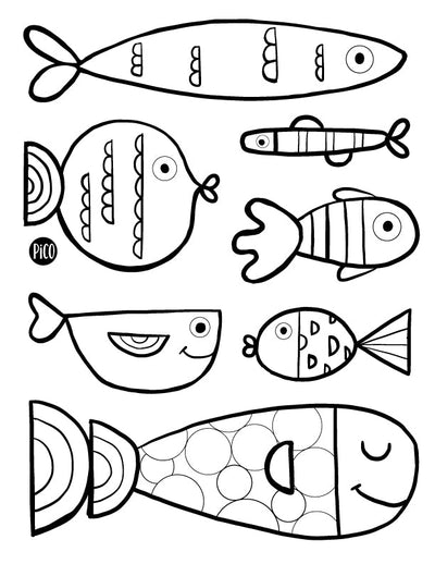 Coloriage à imprimer gratuit PDF - Les poissons multicolores