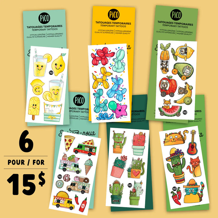 Lot de tatouages temporaires de nourriture à rabais