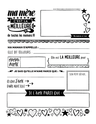 Coloriage à imprimer gratuit PDF - La fête des mères