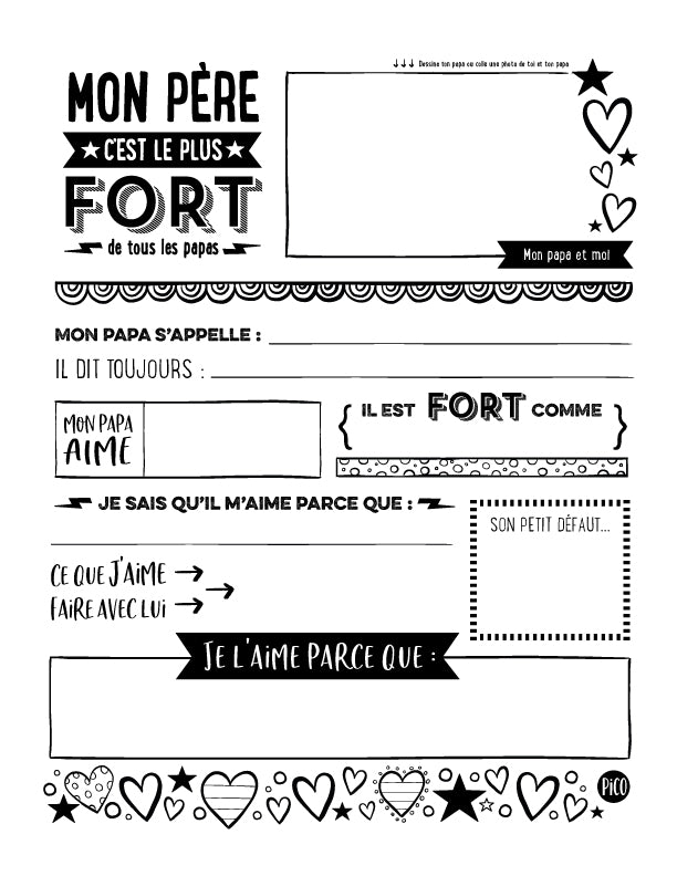 Coloriage à imprimer gratuit PDF - La fête des pères