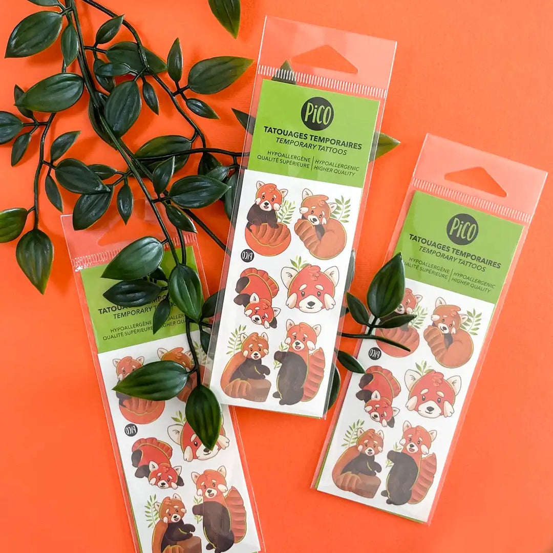 Les doux pandas roux Tatouages temporaires PiCO Tatoo