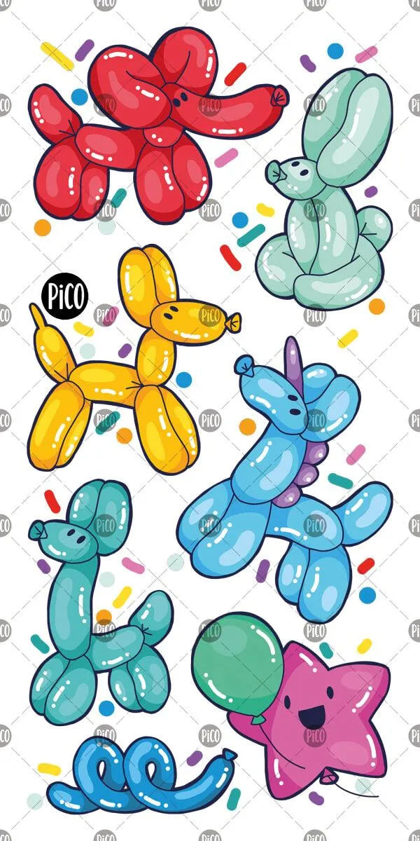 Tatouages temporaires des animaux en ballons par PiCO Tatouages temporaires. Dessins créés au Québec.