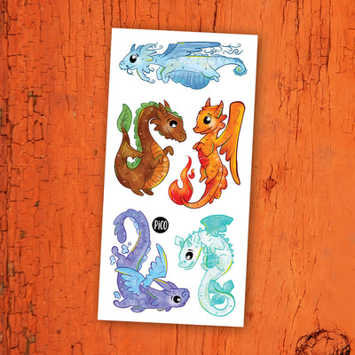 Tatouages temporaires de dragons colorés par PiCO Tatouages temporaires