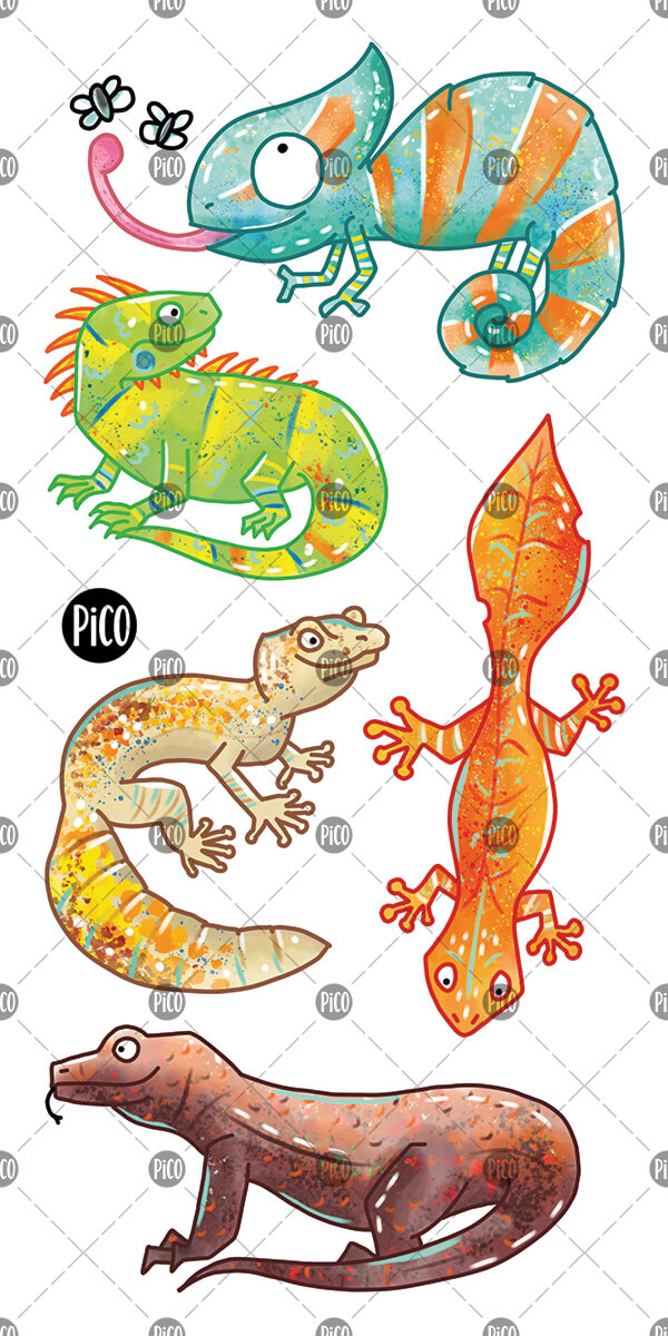 Autocollants de lézards et reptiles, PiCO Tatoo.