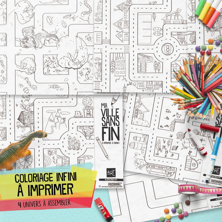 Ma ville sans fin à imprimer et colorier - Produit numérique à télécharger Produit numérique PiCO Tatoo