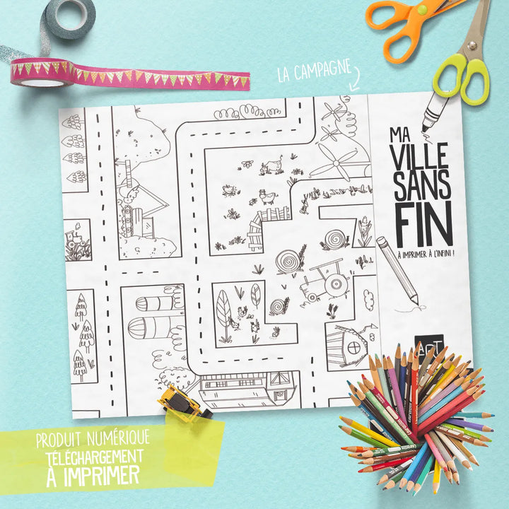 Ma ville sans fin à imprimer et colorier - Produit numérique à télécharger Produit numérique PiCO Tatoo