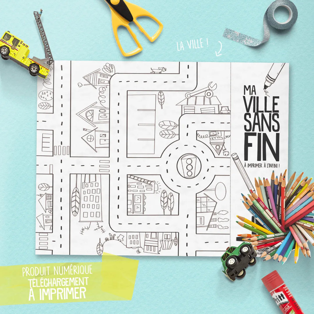 Ma ville sans fin à imprimer et colorier - Produit numérique à télécharger Produit numérique PiCO Tatoo