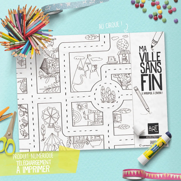 Ma ville sans fin à imprimer et colorier - Produit numérique à télécharger Produit numérique PiCO Tatoo