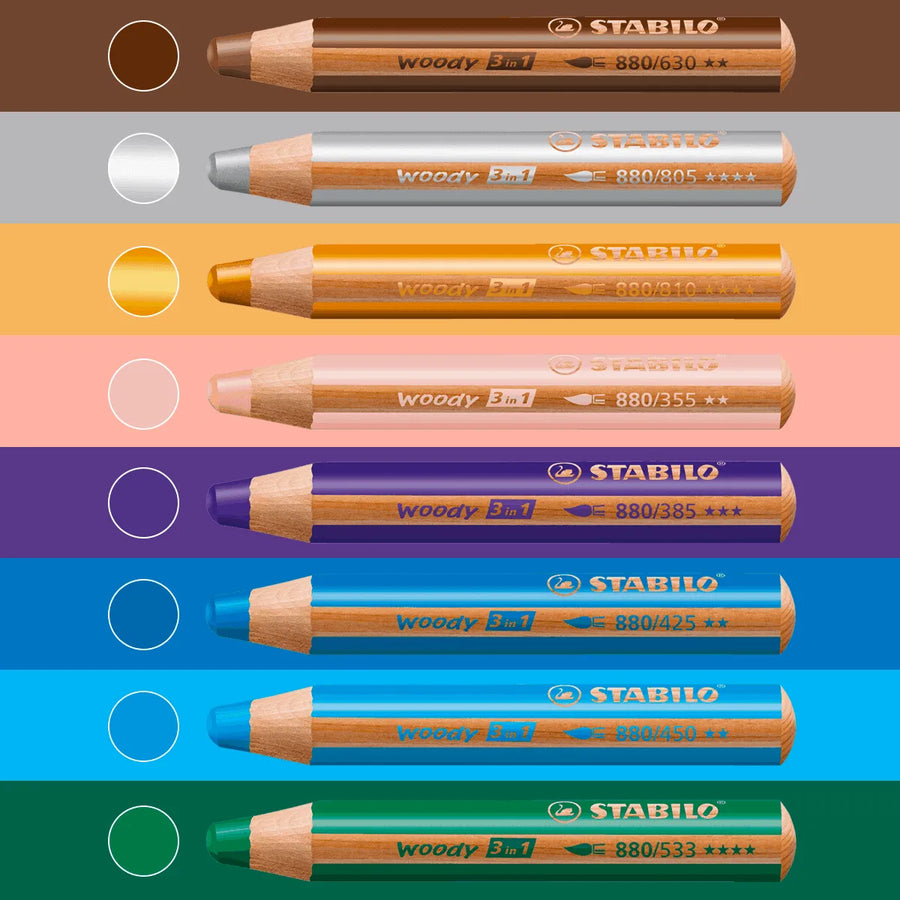 Crayon woody 3 en 1  couleur individuel Stabilo