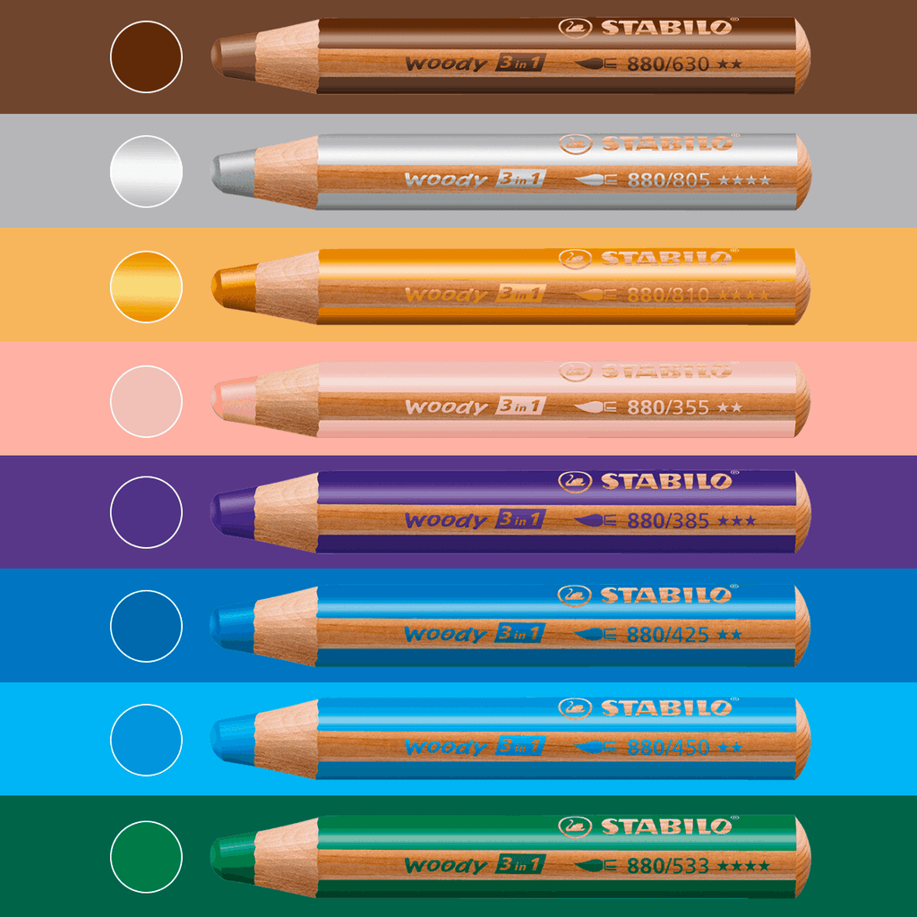 Crayon woody 3 en 1 couleur individuel Stabilo – PiCO Tatoo