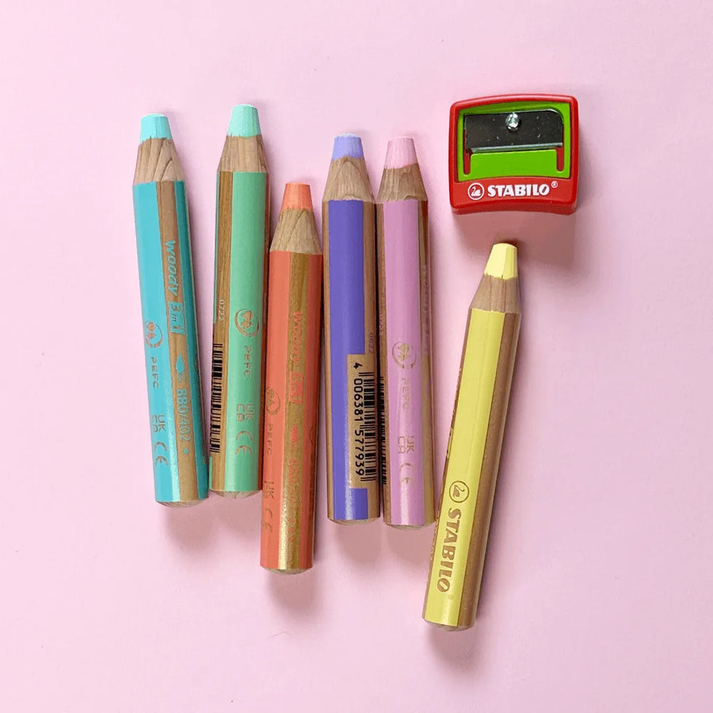Crayon woody 3 en 1 de couleurs pastels Stabilo
