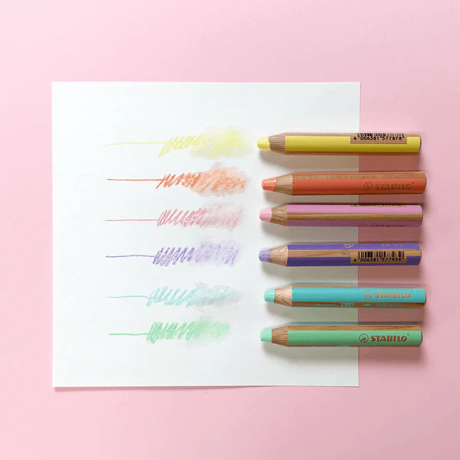 Crayon woody 3 en 1 de couleurs pastels Stabilo