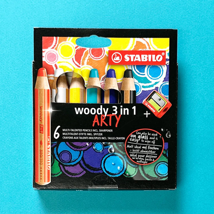 Crayon woody 3 en 1 lot de 6 couleurs Stabilo